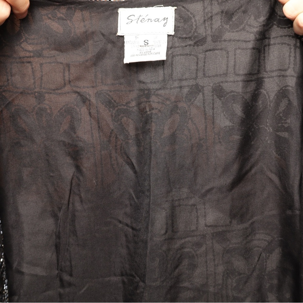EUC Vintage Stenay Black Sequin Beaded Formal Blouse Top Shirt - Picture 4 of 4